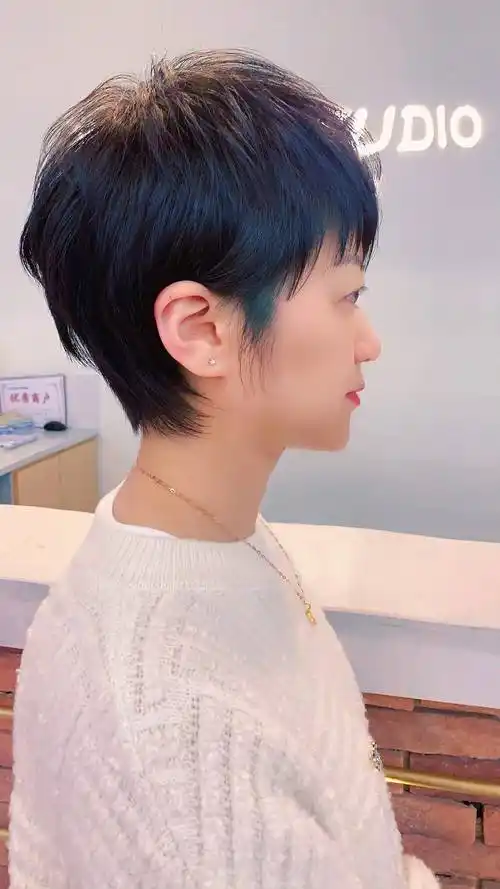 喜欢独特个性的女生,还可以尝试着把鬓角的位置染成蓝色的,也有种清凉