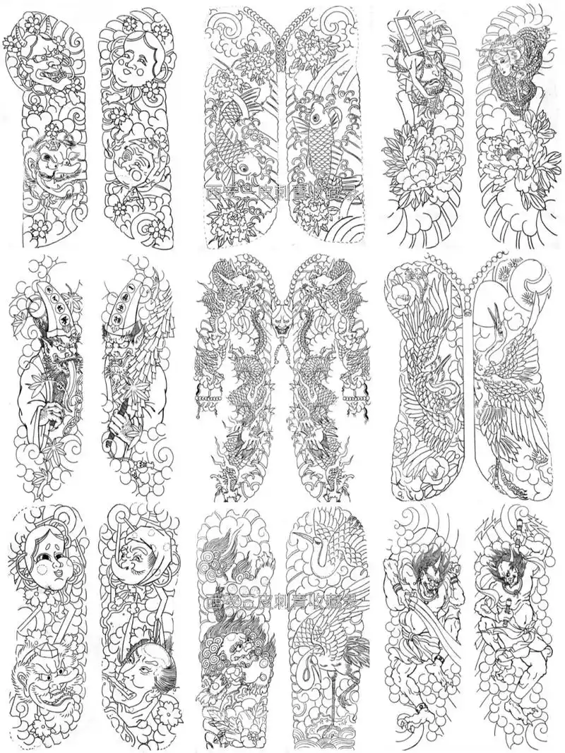 开衫纹身手稿图案线稿收藏传统纹身 开衫纹身手稿图案线稿收藏