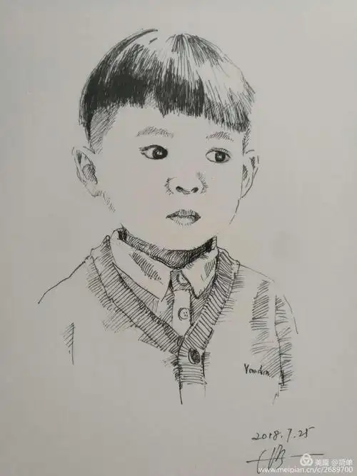 陕西省著名钢笔画家寇波先生钢笔肖像画作品赏析