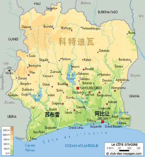 kds 宽带山 科特迪瓦及苏布雷水电站位置示意图 自六,七十年代接受