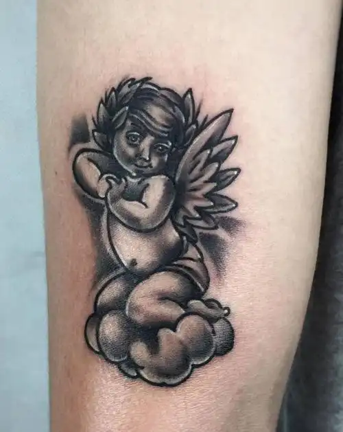 天使纹身图片_old school纹身图案