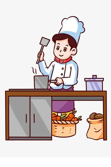 烹饪大厨做菜插画