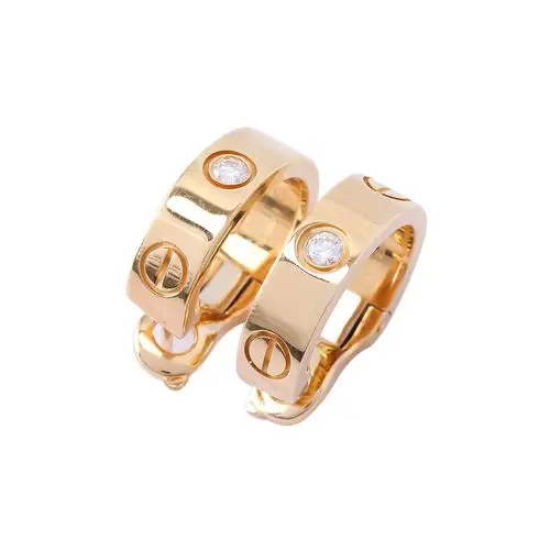 [9.5新]卡地亚cartier女士love系列耳钉18k黄金镶钻耳环