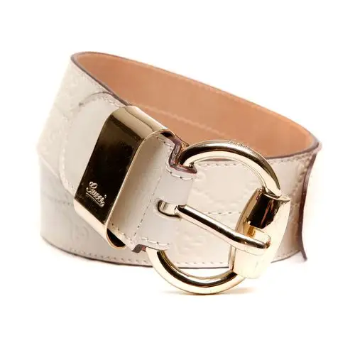 gucci(古驰)白色宽版皮质女士腰带