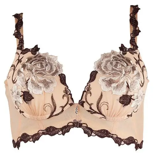 桑扶兰新款 花朵刺绣聚拢调整型性感女士文胸内衣acd41 bk黑色 75c