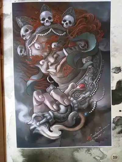 傅海林纹身手稿图案大黑天(中国印6)(15)