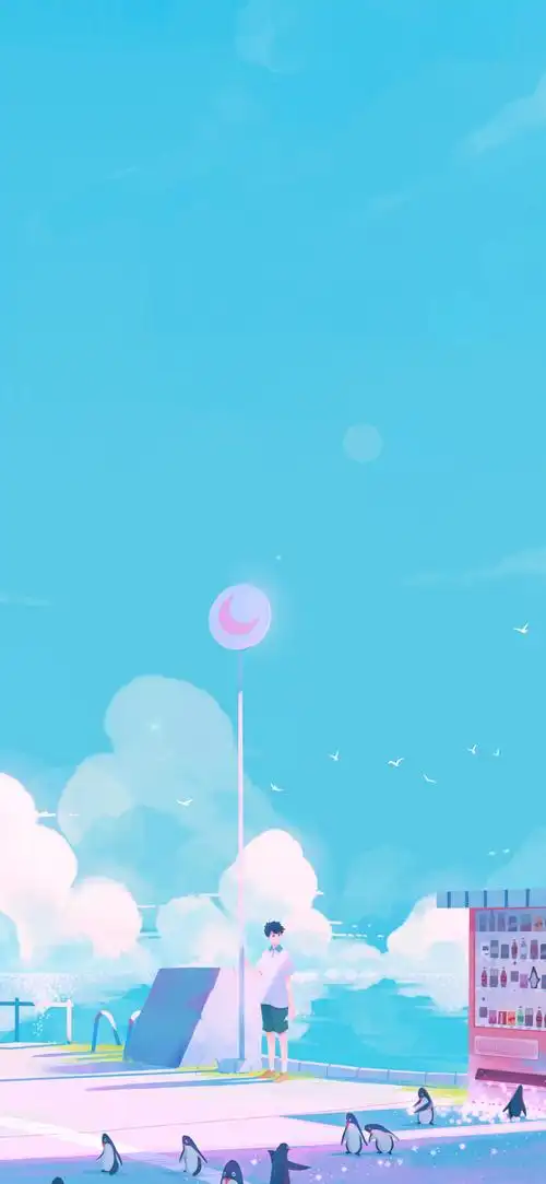 治愈系插画风格手机壁纸_手绘唯美高清壁纸_三千图片网