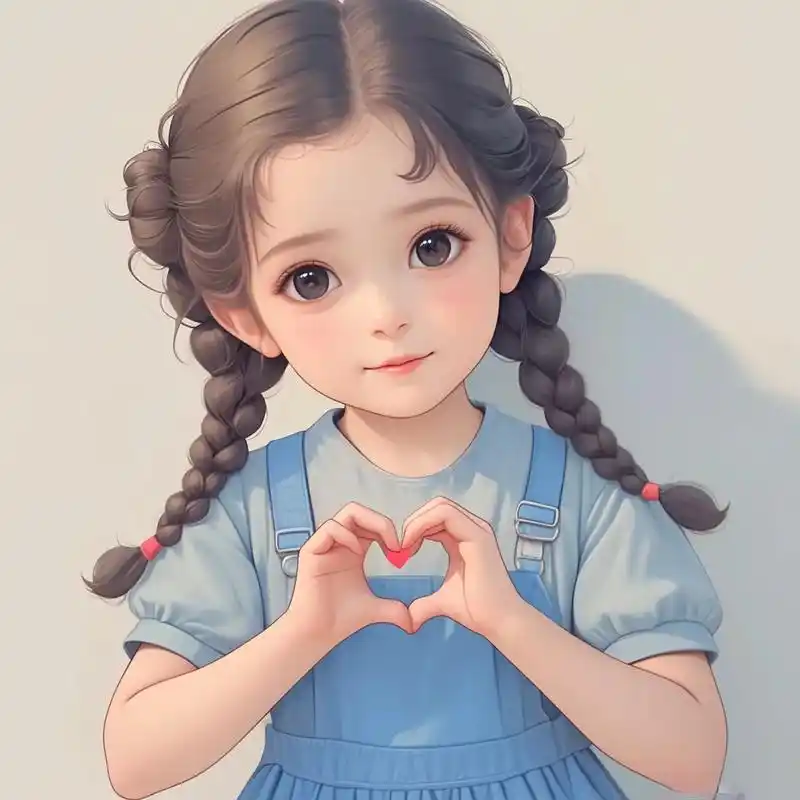 爱心超可爱小女孩卡通头像.#萌娃头像 #卡通头像 #人类幼 - 抖音