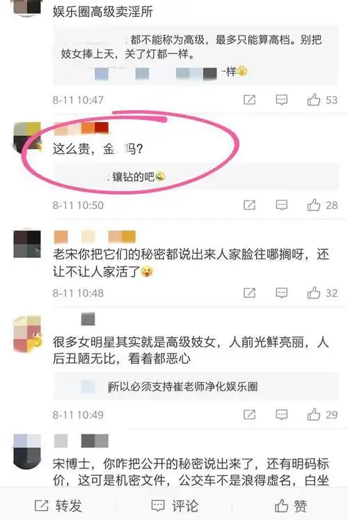 近日娱乐圈知名人士曝光了女星陪睡价格表网友镶钻了吗