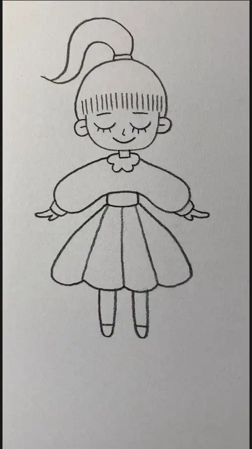 画美丽的马尾辫小女孩