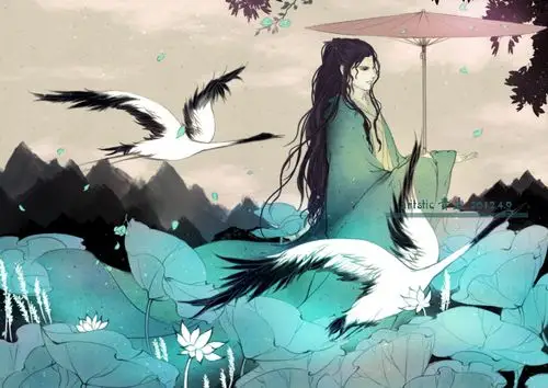 中国风,古风绘,少年郎,美少年,古风,水墨妖娆,古韵悠长,插画.