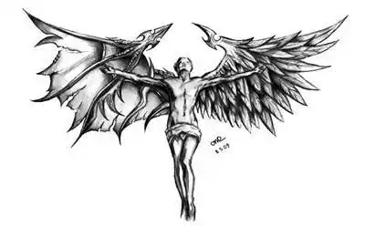 52张高清堕落天使纹身手稿图片