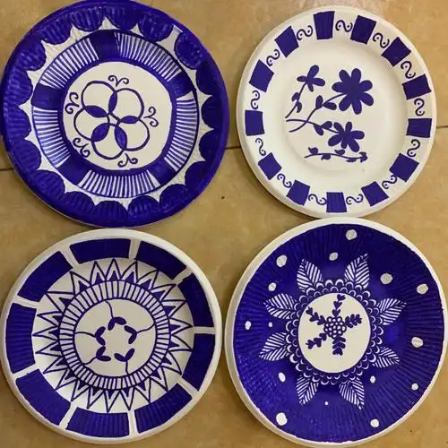 青花瓷纸盘绘画第三波