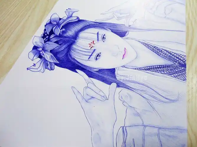 圆珠笔手绘火王之破晓之战景甜