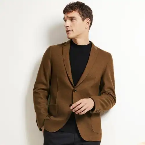 时尚休闲舒适挺阔深棕色羊毛单西服