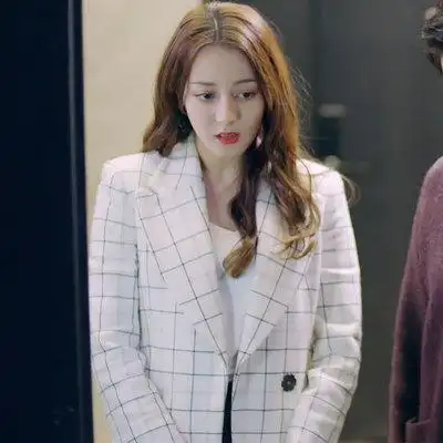 幸福触手可及迪丽热巴周放同款衣服女韩版条纹英伦风薄款西装外套