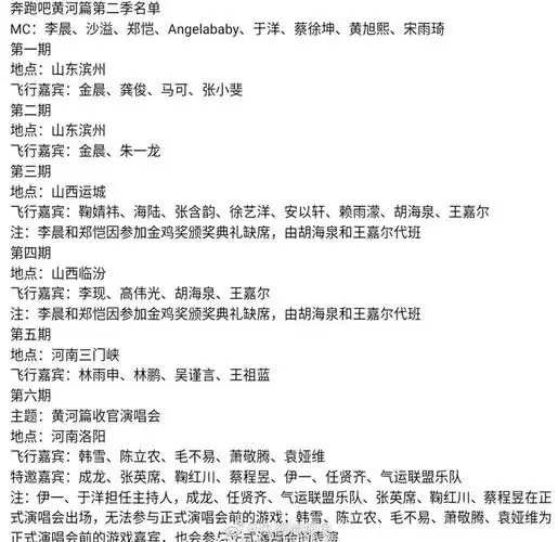 奔跑吧黄河篇第二季名单