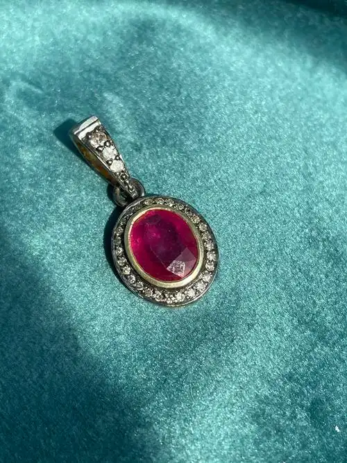吊坠印度红宝石钻石镶嵌复古民族风项坠