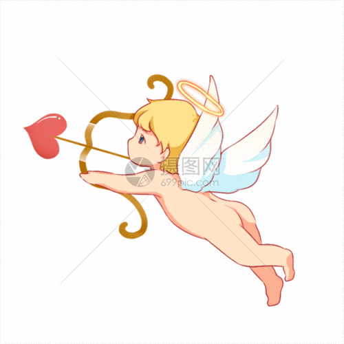 gif动态图片下载,该gif动态图片标题为西方情人节小天使射箭的丘比特