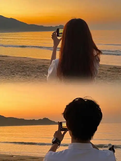 情侣海边拍照姿势