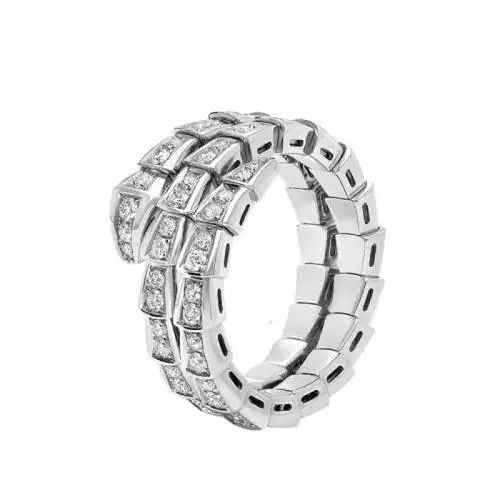 bvlgari/宝格丽 男女通用serpenti viper 18k金白金双层包裹式戒指镶