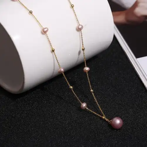 14k包金满天星淡水珍珠项链女ins风简约设计感链子时尚锁骨链批发