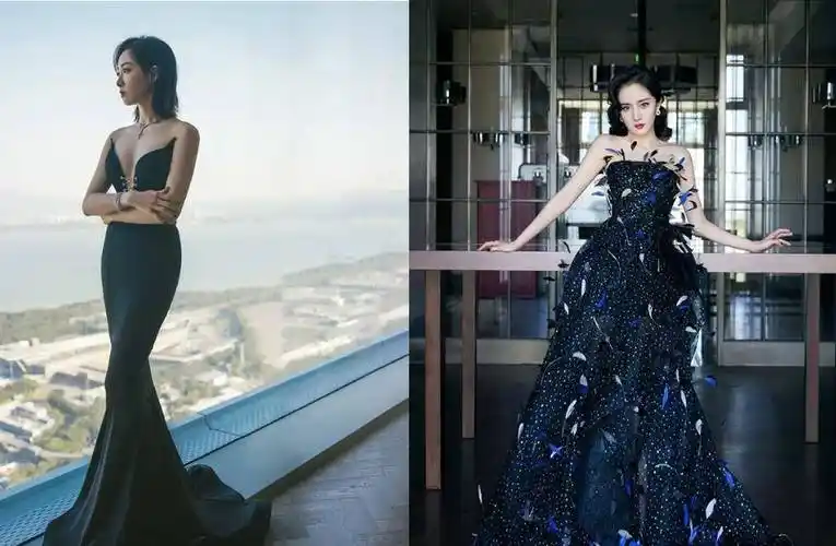 杨幂红毯踩裙底险摔倒,弯腰倒出上围抢风头_礼服_陈伟霆_宋茜