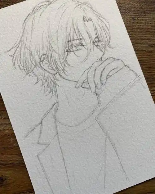 水彩人物冷酷男子水彩画人物插画男生头像