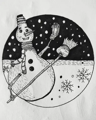 第六周课后作业 圆形构图借换创意线描画