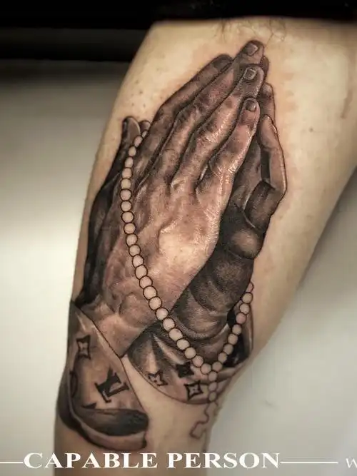 双手合十_纹身图案手稿图片_winterd的纹身作品集