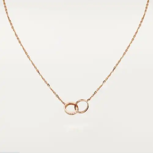 cartier卡地亚love系列18k双环带钻玫瑰金黄金白金项链b7013800