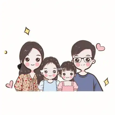 一家四口头像俩男孩一女孩