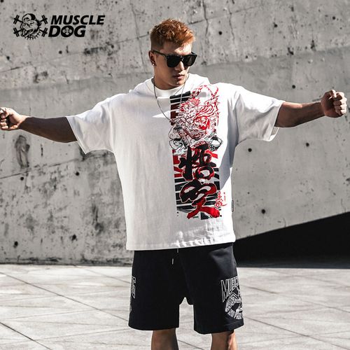 肌肉狗 演员吴樾提字 短袖t恤牌夏季新款印花圆领运动健身衣服