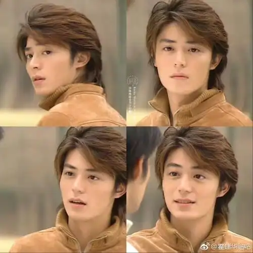 一组霍建华年少时纪念照,略带青涩阳光帅气,留一头长发英气十足