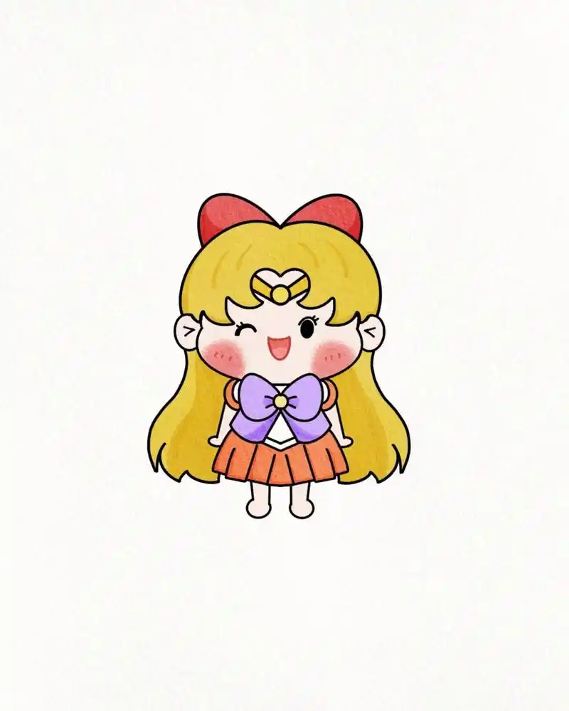 q版简笔画|胖脸美少女战士|可爱水冰月 一组可爱胖脸版美少女战士 .