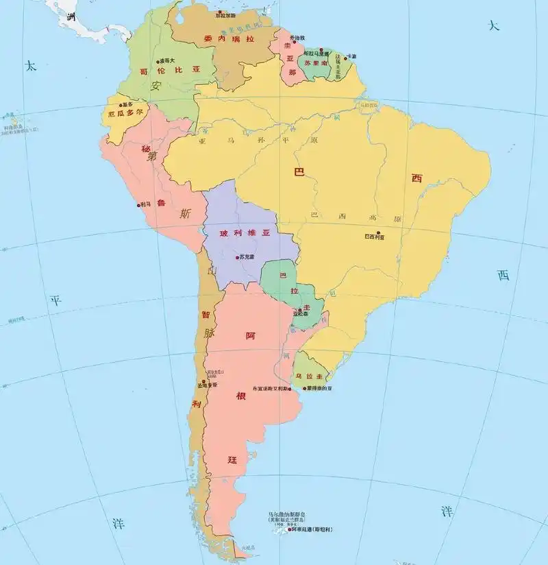 巴西,阿根廷,秘鲁,厄瓜多尔,哥伦比亚,委内瑞拉,智利,乌拉圭,巴拉圭