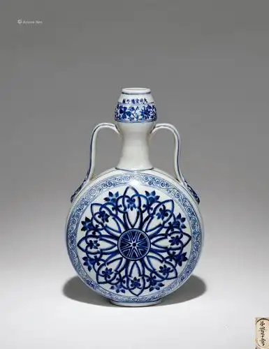 0230 明末清初 青花绶带耳葫芦扁瓶