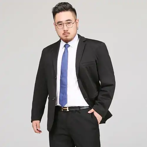 西服男加肥加大号男士休闲胖子西服上衣特大码肥佬胖人西装春秋款外套