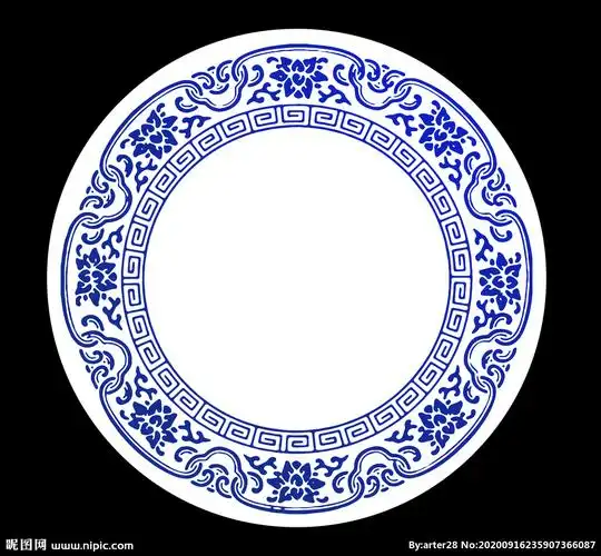 高清透明青花瓷盘子中国风花纹图片