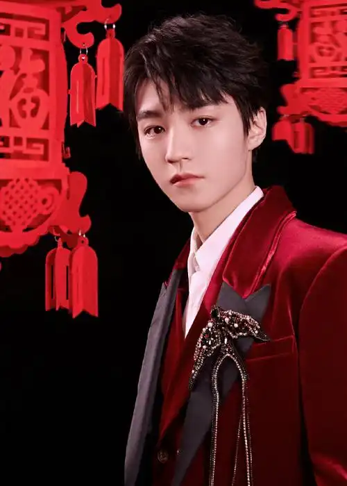 王俊凯红丝绒西装大片