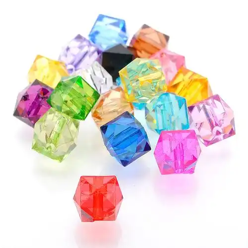 10mm透明方珠亚克力仿水晶珠子diy手工串珠材料纸巾盒散珠批发