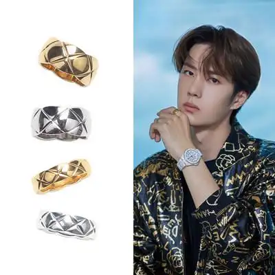 王一博同款菱形个性百搭简约对戒