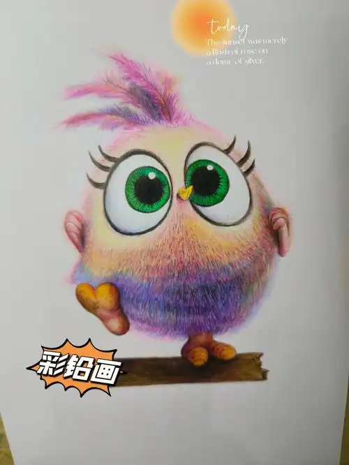 62愤怒的小鸟彩铅画附过程图