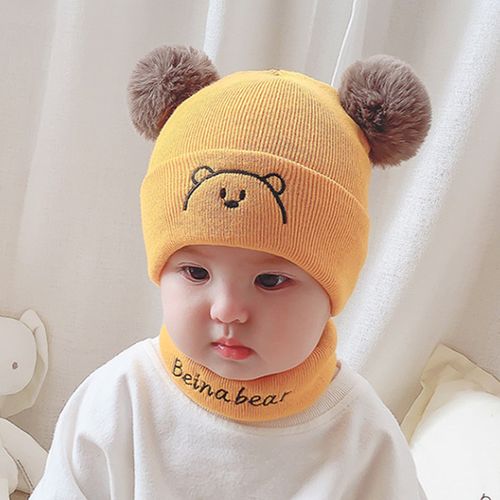 秋冬小孩冬季宝宝1岁男童婴幼儿套装围巾帽子帽子