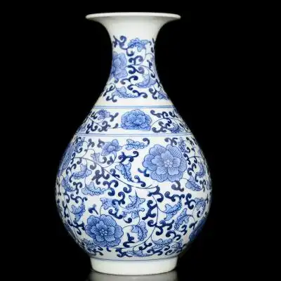景德镇陶瓷器青花瓷花瓶摆件高档手绘新中式客厅桌面家居装饰品