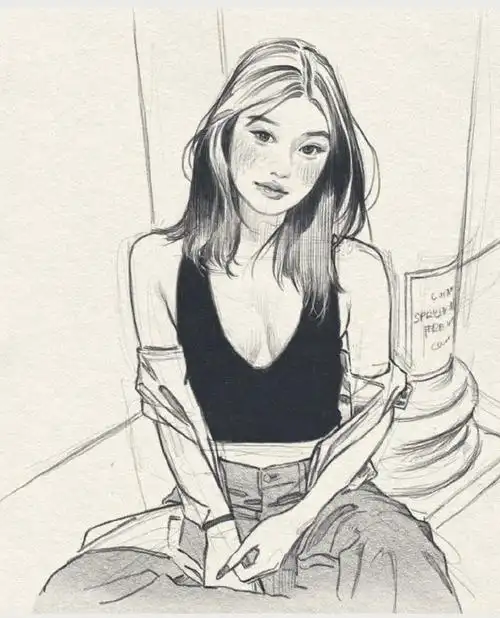 画师oaoi青春女孩人物铅笔素描绘画作品欣赏1(图)