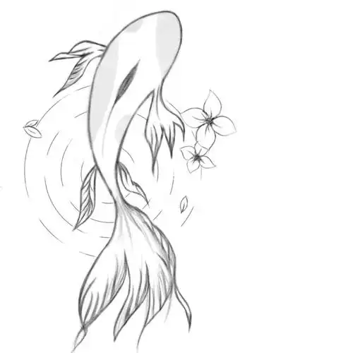 74温哥华纹身刺青耳后锦鲤单针小纹身