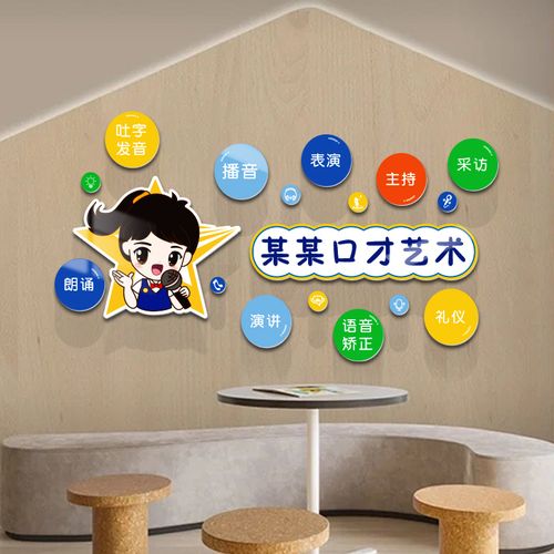 少儿口才教室装饰墙贴播音主持培训机构训练表演班级背景墙贴纸画