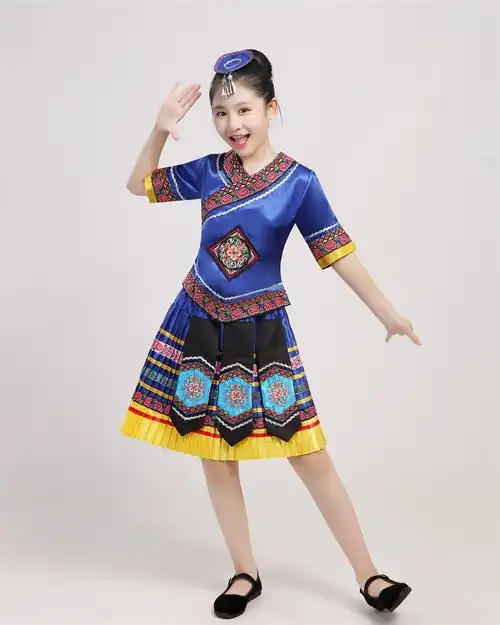 新款阿昌族舞蹈表演少数民族运动会男女儿童儿童演出服