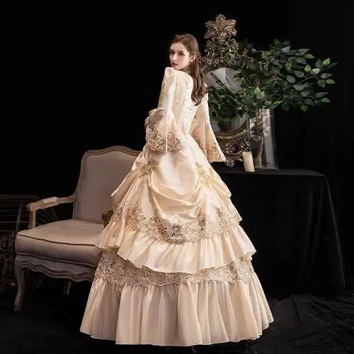 新款香槟欧式宫廷服皇后化妆童话主持年会走秀影楼演出礼服女